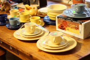 These gorgeous vintage Fiestaware dishes kind of climbed in my cart and found their way home...
