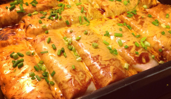 Easy Enchiladas with Homemade Red Chili Sauce