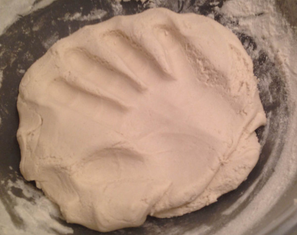 My handprint in the dough. Working with it felt very strange after years of gluten baking!