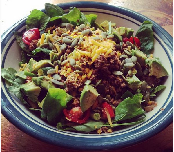 Burrito night leftovers = Taco salad for lunch the next day. Real food makes really good leftover meals.