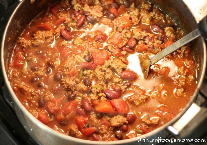 This five-way chili is very versatile. It can be eaten as a soup, a stew, or a sauce, depending on how much liquid you put in it and what you put it on top of.