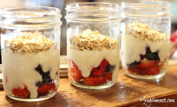 Top with your favorite yogurt and uncooked oats.