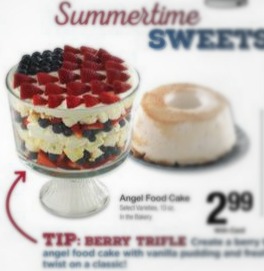 This flag berry trifle was in the Kroger ad and looked good.  I didn't have a recipe, so I winged it. 