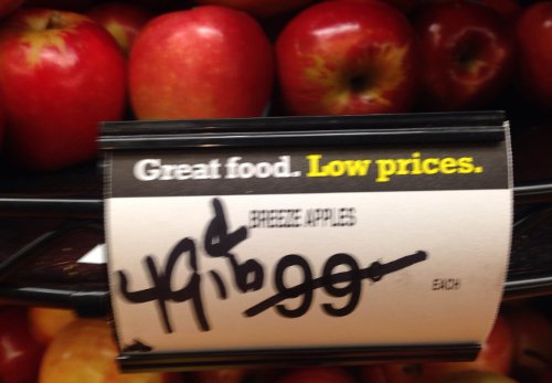 Blurry pic, but great deal! You can't even pick apples at a U-pick orchard for this price any more!