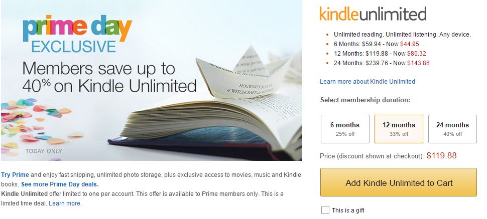 This is a really good deal on Kindle Unlimited. I've never seen it go on sale before.