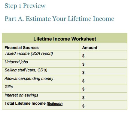 Step 1 Estimate Lifetime Income