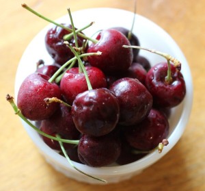 What do you do with so many gorgeous cherries? Make a smoothie!