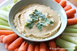 Delicious, filling, easy and cheap! This simple hummus is a great way to eat veggies!