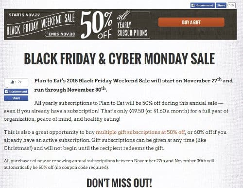 Plan to Eat’s Black Friday Sale!